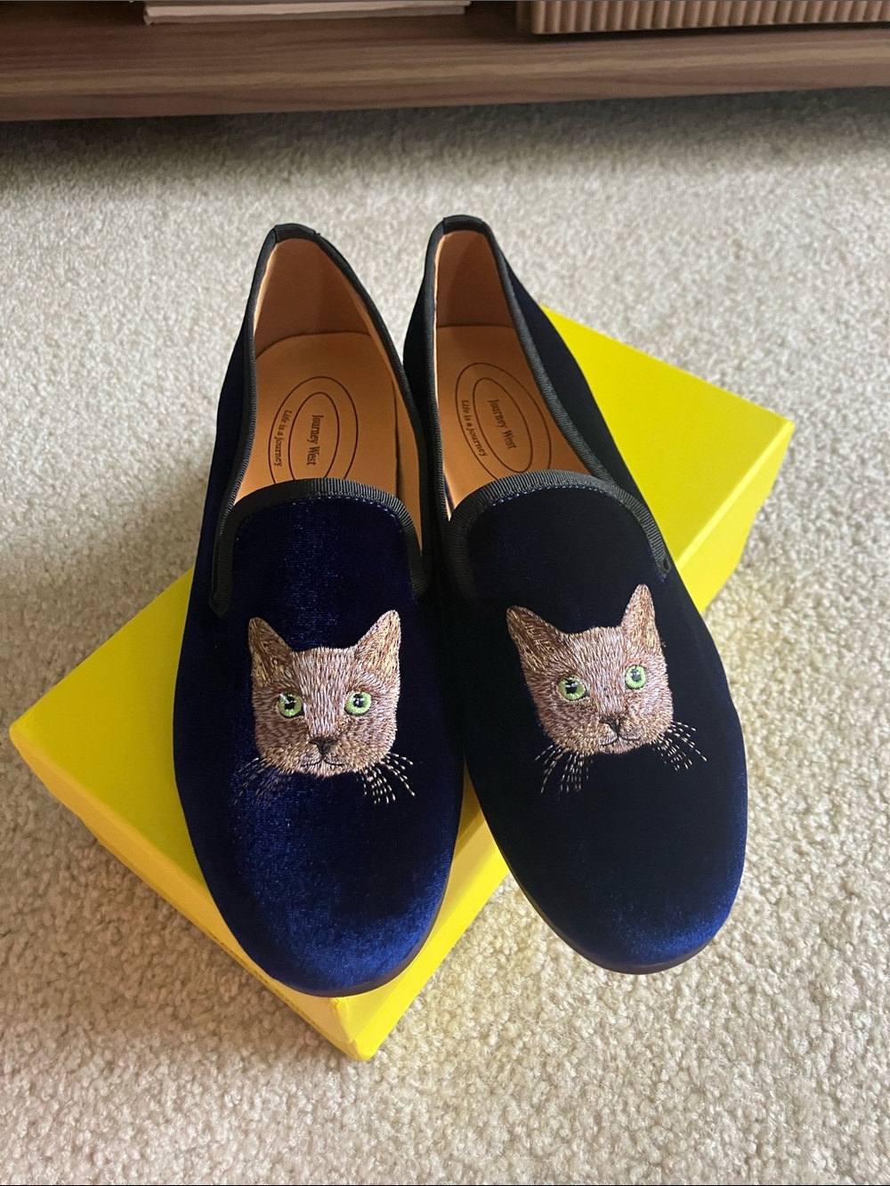 Journey West Blue Velvet Cat Loafers